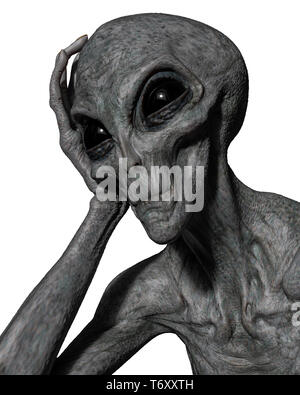Grauen alien die Erkundung der Umgebung. Dieser Alien etwas Spaß in ihre Kreationen setzen Stockfoto