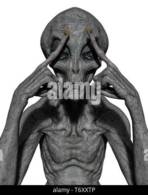 Grauen alien die Erkundung der Umgebung. Dieser Alien etwas Spaß in ihre Kreationen setzen Stockfoto