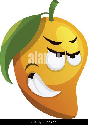 Wütend Mango mit Green leaf Illustration Vektor auf weißem Hintergrund Stock Vektor
