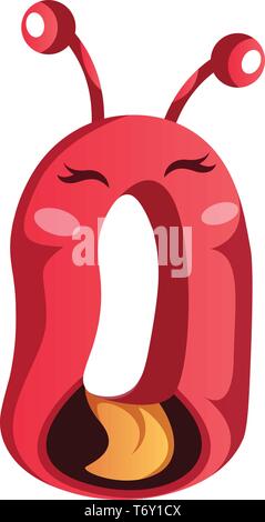 Rosa Monster, das in Form von Null illustration Vektor auf weißem Hintergrund Stock Vektor