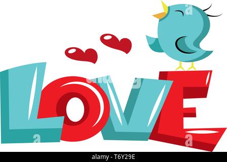 Blue Bird auf Liebe Zeichen illustration Vektor auf weißem Hintergrund Stock Vektor