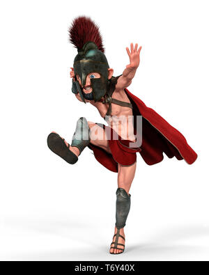 Spartan warrior Cartoon in einen weißen Hintergrund. Dieses spartanischen etwas Spaß in ihre Kreationen setzen Stockfoto