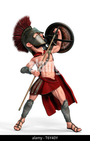 Spartan warrior Cartoon in einen weißen Hintergrund. Dieses spartanischen etwas Spaß in ihre Kreationen setzen Stockfoto