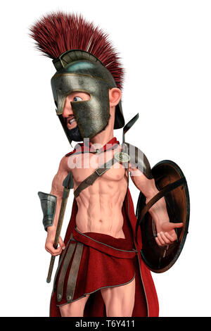 Spartan warrior Cartoon in einen weißen Hintergrund. Dieses spartanischen etwas Spaß in ihre Kreationen setzen Stockfoto