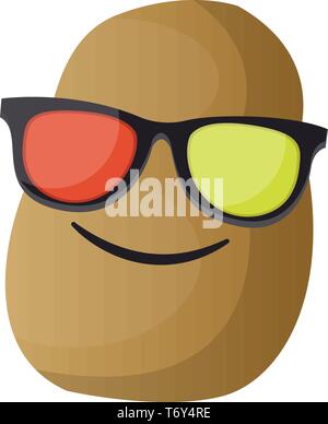 Cartoon Kartoffel mit Sonnenbrille illustration Vektor auf weißem Hintergrund Stock Vektor