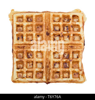 Platz mit hausgemachten belgischen Waffeln auf weißem Hintergrund Stockfoto