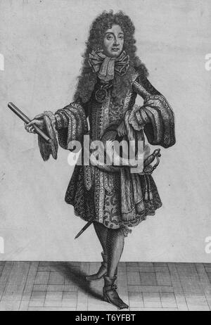 Graviert Portrait von James II. von England, König von England und Irland, die letzten römisch-katholischen Monarchen von England, Schottland und Irland, 1690. Von der New York Public Library. () Stockfoto