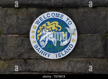 Zu Barry Island Anmelden bei Barry Island in Wales Willkommen Stockfoto
