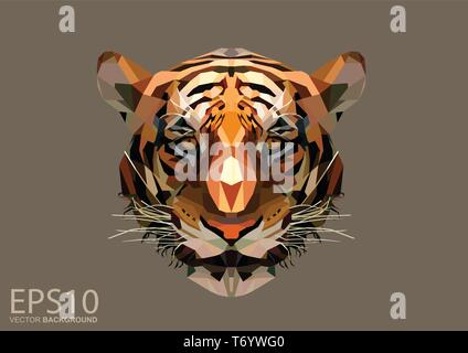 Low polygon Tiger Kopf Muster Hintergrund. Abbildung: EPS 10. Stock Vektor