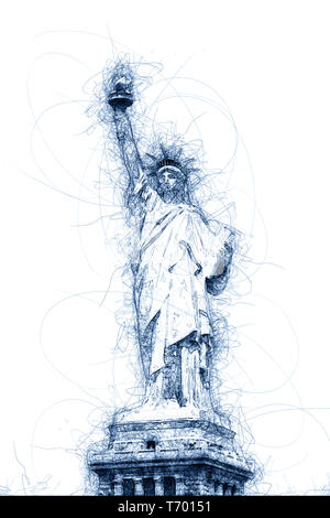 Freiheitsstatue in New York Kugelschreiber doodle Stockfoto