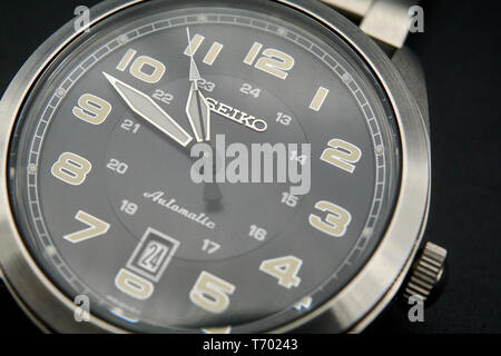 Detailaufnahmen der Seiko neo Sport srpc 85 k1 Stockfotografie