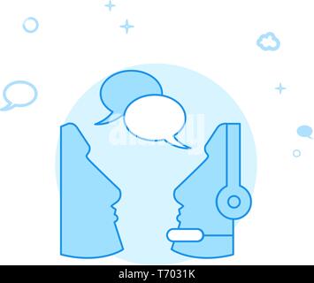 Dialog mit Unterstützung Flachbild Vektor Icon. Dialog und Kommunikation Abbildung. Licht Flat Style. Blue Monochrome Design. Editierbare Schlaganfall. Lin einstellen Stock Vektor
