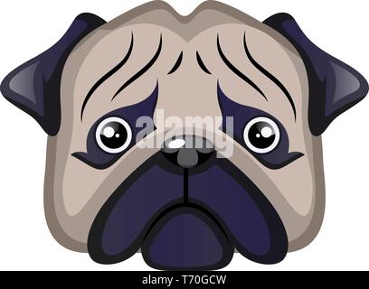 Traurig Pug illustration Vektor auf weißem Hintergrund Stock Vektor