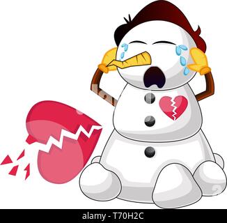 Gebrochene Schneemann illustration Vektor auf weißem Hintergrund Stock Vektor