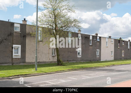 Cumbernauld neue Stadt Beton-Flachdach 1960er Jahre Häuser, North Carbrain Road, Carbrain, Cumbernauld, North Lanarkshire, Schottland, Großbritannien Stockfoto