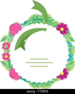 Krone der schönen Blumen mit tag Vector Illustration Design Stock Vektor