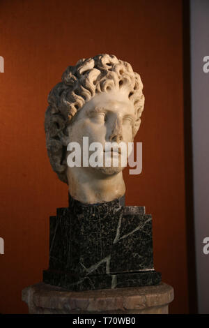 Alexander der Große (356 v. Chr.-323 v. Chr.). Italica, Andalusien. 117-138 AD. Spanien. Das archäologische Museum von Sevilla. Andalusien. Spanien. Stockfoto