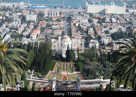 Blick über die Bahai-Gärten in Haifa. Israel Stockfoto