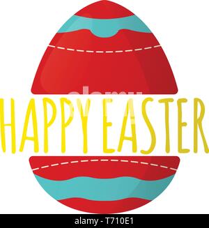 Frohe Ostern Symbol. Ostern Label auf weißem Hintergrund. Cartoon Stil. Vector Illustration. Stock Vektor