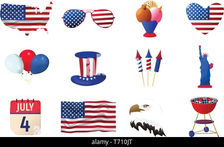 Große American Independence Day Symbol. Glücklich am 4. Juli. Cartoon Vector Illustration. Stock Vektor
