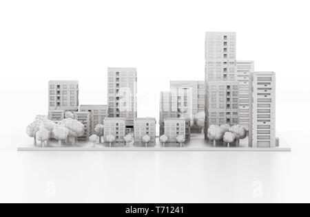 Das Architekturmodell in einem 3D-Drucker gedruckt. 3D-Darstellung. Stockfoto