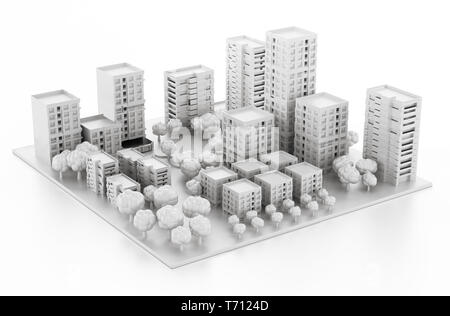 Das Architekturmodell in einem 3D-Drucker gedruckt. 3D-Darstellung. Stockfoto