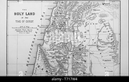 Karte des Heiligen Landes in der Zeit Jesu Christi eingraviert, aus dem Buch "Bibel landet: Noten von Reisen in Ägypten, der Wüste und Palästina" von Philip Schaff, 1878. Mit freundlicher Genehmigung Internet Archive. () Stockfoto