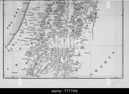 Karte des Heiligen Landes in der Zeit Jesu Christi eingraviert, aus dem Buch "Bibel landet: Noten von Reisen in Ägypten, der Wüste und Palästina" von Philip Schaff, 1878. Mit freundlicher Genehmigung Internet Archive. () Stockfoto