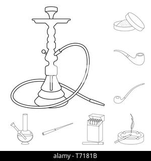 Hookah, Schnupftabak, Rohr, Mundstück, Pack, Aschenbecher, Shisha, Lieferung, retro, Bong, Halter, Sucht, Glas, Arabisch, rund, Holz, Langen, leer, Kunststoff, Aroma, Rauchen, Baum, schlecht, Filter, Schaden, Container, Classic, Flasche, Gesundheit, Nikotin, Rauchen, Statistiken, verweigern, Stop, anti, Gewohnheit, Zigaretten, Tabak, Set, Vector, Icon, Illustration, isoliert, Sammlung, Design, Element, Grafik, Zeichen, Outline, Linie Vektor Vektoren, Stock Vektor