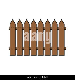 Farbige Flachbild-Symbol, Vektor Design mit Schatten. Teil der Holzzaun für Abbildung von Hedge, Außen, Grenze von Territorium und Haus Garten.eps 10. Stock Vektor