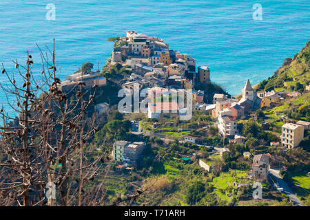 Dorf Monterosso Panoramablick von oben Stockfoto