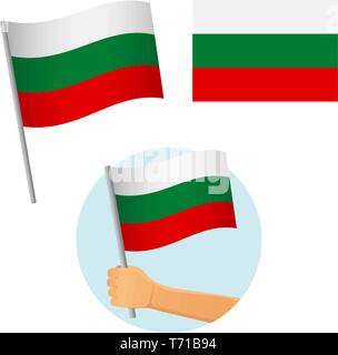 Bulgarien Fahne in der Hand. Patriotischen Hintergrund. Nationalflagge von Bulgarien Vector Illustration Stock Vektor