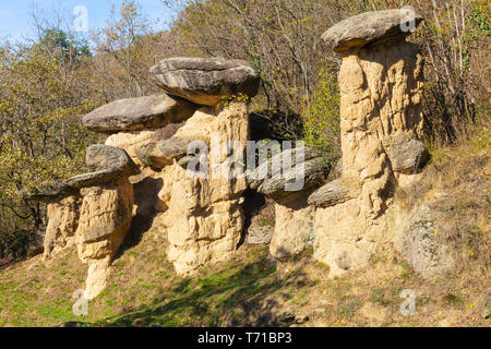 Pilzförmiger Felsen Naturschutzgebiet Ciciu del Villar Stockfoto