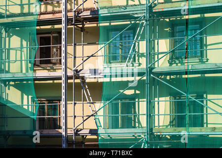 Fassade Sanierung, Wiederaufbau von Häusern Stockfoto