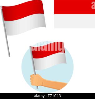 Indonesien Fahne in der Hand. Patriotischen Hintergrund. Nationalflagge von Indonesien Vector Illustration Stock Vektor