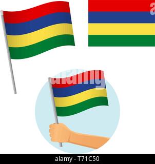 Mauritius Fahne in der Hand. Patriotischen Hintergrund. Flagge von Mauritius Vector Illustration Stock Vektor