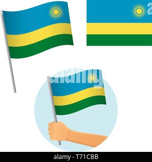 Ruanda Flagge in der Hand. Patriotischen Hintergrund. Nationalflagge von Ruanda Vector Illustration Stock Vektor