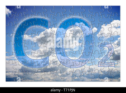 Reduzierung des CO2 in der Atmosphäre - Puzzle Konzept Bild Stockfoto