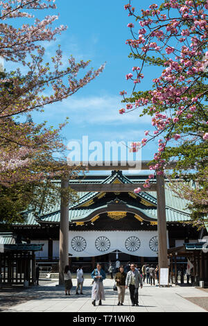 Tori Gate und Haiden am Yasukuni-schrein, Chiyoda, Tokio, Japan Stockfoto