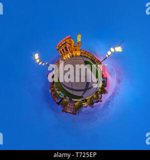 WROCLAW, Polen - Oktober 2018: Little Planet. Sphärische Antenne 360 Panorama Blick auf der Straße alte mittelalterliche Stadt Wroclaw, Polen Stockfoto