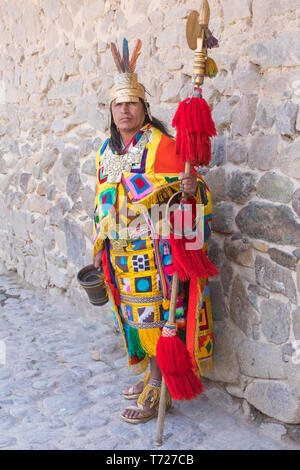 Mann in Inca historische Kleidung Peru gekleidet Stockfoto