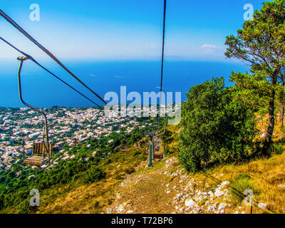 Sessellift auf den Monte Solaro, Capri, Italien Stockfoto