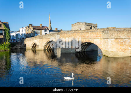 Mittelalterliche St Ives Brücke und den Fluss Great Ouse, St Ives, Cambridgeshire, England, Vereinigtes Königreich Stockfoto