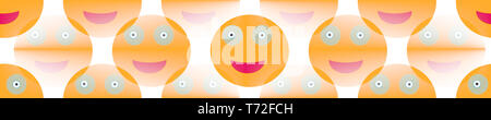 Happy Emoji auf weißen Banner Muster für die Website oder andere Design. Stockfoto