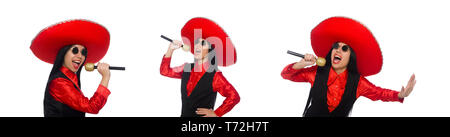 Mexikanische Frau in lustige Konzept auf weiß Stockfoto