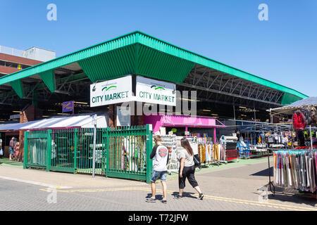 Peterborough City Market, Bayard, Broadway, Peterborough, Cambridgeshire, England, Vereinigtes Königreich Stockfoto