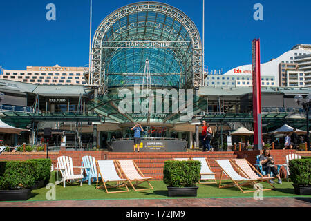 Das Harbourside komplex - eine beliebte Einkaufsstraße mit Restaurants und Hotels in Darling Harbour. Sydney, New South Wales, Australien. Stockfoto