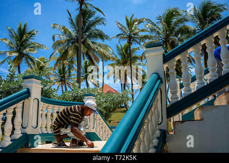 Arbeiter in das Wochenende Haus von Präsident Daniel Ortega, Big Corn Island, Karibik, Nicaragua, Mittelamerika Stockfoto