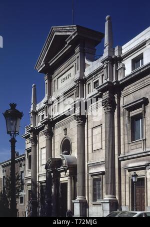 FACHADA PRINCIPAL DEL SENADO DE LA PLAZA DE LA MARINA ESPAÑOLA - SIGLO XIX. Lage: SENADO - AUSSEN. MADRID. Spanien. Stockfoto