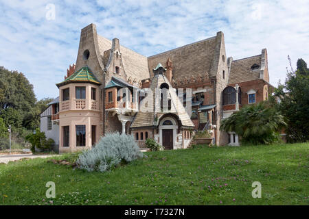 Roma, Villa Torlonia, Casina delle Civette, Haus der Eulen. Italien Stockfoto